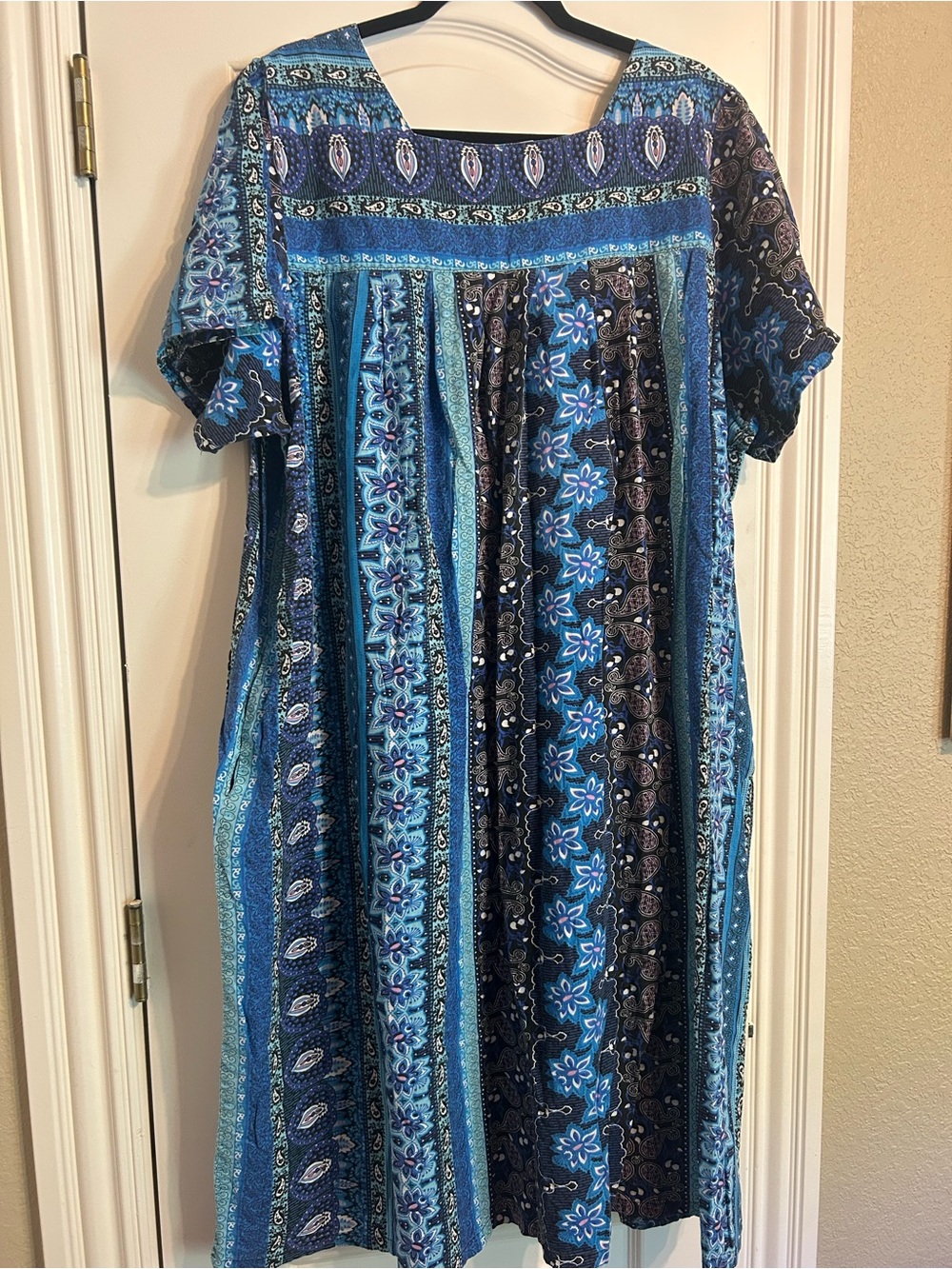 Blue Paisley Maxi Dress - Comfortable Boho Style - Picture 3 of 4